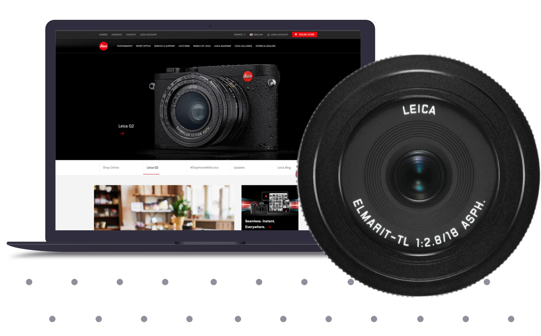 Image de vitrine, objectif d'appareil photo Leica 2X